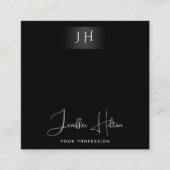 Zwart professioneel QR-code minimalistisch monogra Vierkante Visitekaartje (Voorkant)