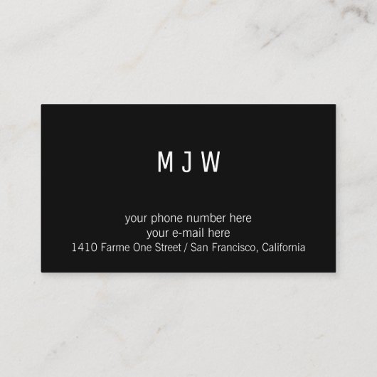 zwart professioneel visitekaartje met initiaalpatr (Achterkant)