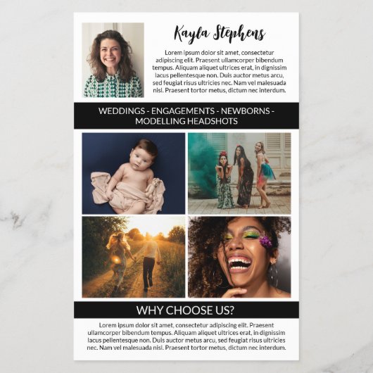 Zwart Professionele Fotograaf Logo Grote Foto Flyer (Achterkant)