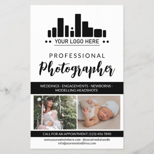 Zwart Professionele Fotograaf Uw Logo Flyer (Voorkant)