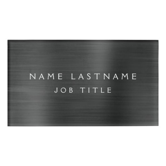 Zwart Professionele Metallic Folie Modern Business Naambadge (Voorkant)