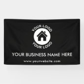 Zwart promotie banner met eigen bedrijfslogo tekst (Horizontaal)