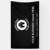 Zwart promotie banner met eigen bedrijfslogo tekst (Verticaal)