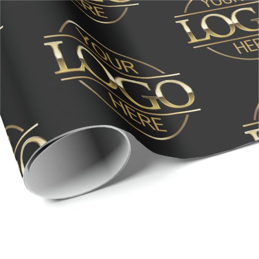 Zwart promotioneel materiaal met bedrijfslogo cadeaupapier (Rol Hoek)