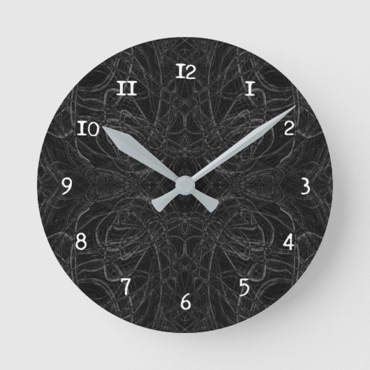 Zwart psychedelisch patroon ronde klok (Voorkant)