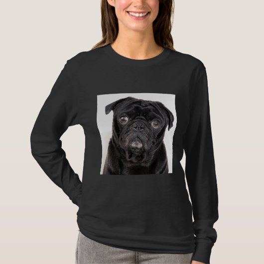 Zwart Pug Classic T-shirt 445 (Voorkant)