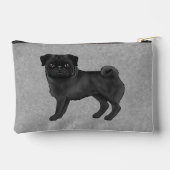 Zwart Pug Dog Canine Cartoon Illustratie Grijs Etui (Achterkant)