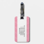 Zwart Pug Dog Cartoon Mops Love Hart Patroon Roze Bagagelabel (Achterkant verticaal)