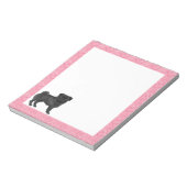 Zwart Pug Dog Cartoon Mops Love Hart Patroon Roze Notitieblok (Linkerzijde)
