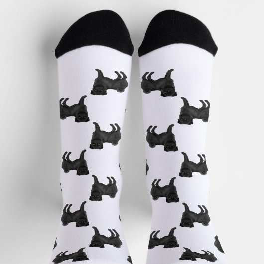 Zwart Pug Dog Mops Design Schattige Cartoon Dog Pa Sokken (Top)