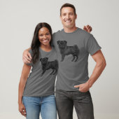 Zwart Pug Dog Schattig Cartoon Dog Illustratie T-shirt (Unisex)