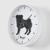 Zwart Pug Dog Schattige Cartoon Illustratie met Na (Hoek)