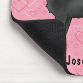 Zwart Pug Dog Schattige Mops en roze harten met na Muismat (Hoek)