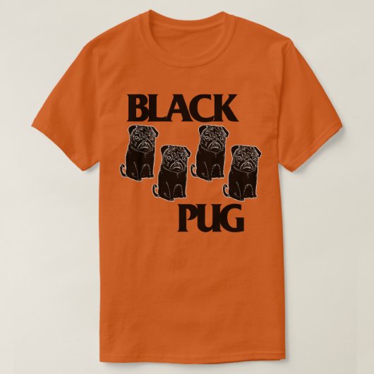 Zwart Pug Flag Punk Rock Dog Grumble Design T-shirt (Design voorkant)