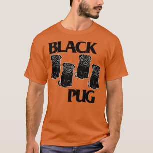 Zwart Pug Flag Punk Rock Dog Grumble Design T-shirt