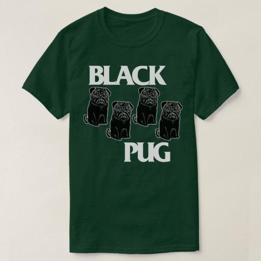 Zwart Pug Flag Punk Rock Dog Grumble Pugs Design T-shirt (Design voorkant)