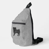 Zwart Pug Hond Canine Cartoon Hond Illustratie Gri Sling Bag (Rechterhoek)