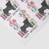 Zwart Pug Hond Kleurrijke Pastel Gelukkige Verjaar Tissuepapier (Detail)