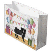 Zwart Pug Hond Kleurrijke Pastel Verjaardagsballon Groot Cadeauzakje (Voorkant Gekanteld)