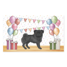 Zwart Pug Hond Kleurrijke Pastel Verjaardagsballon