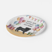 Zwart Pug Hond Kleurrijke Pastels Gelukkige Verjaa Papieren Bordje (Gekanteld)