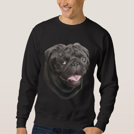 Zwart Pug hondenliefhebber schattig grappig Classi Trui (Voorkant)