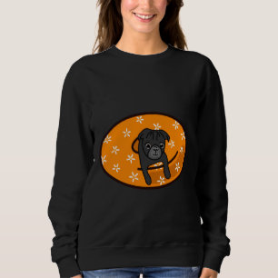 Zwart Pug in Sinaasappel Binnenband Classic T-Shir Trui