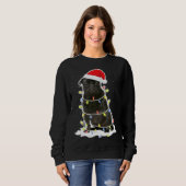 Zwart Pug Kerst Licht Klassiek T-shirt 134 (Voorkant volledig)