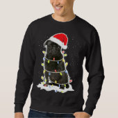 Zwart Pug Kerst Licht Klassiek T-shirt 134 (Voorkant)