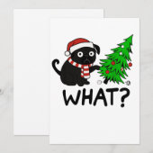 Zwart Pug Kerstcadeau Idee Feestdagenkaart (Voorkant / Achterkant)