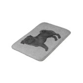 Zwart Pug Mops Breed Dog Cartoon Illustratie Grijs Badmat (Gekanteld)