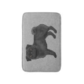 Zwart Pug Mops Breed Dog Cartoon Illustratie Grijs Badmat (Voorkant Verticaal)
