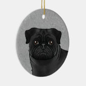 Zwart Pug Mops Hondenras Design Schattige Hondenko Keramisch Ornament (Rechts)