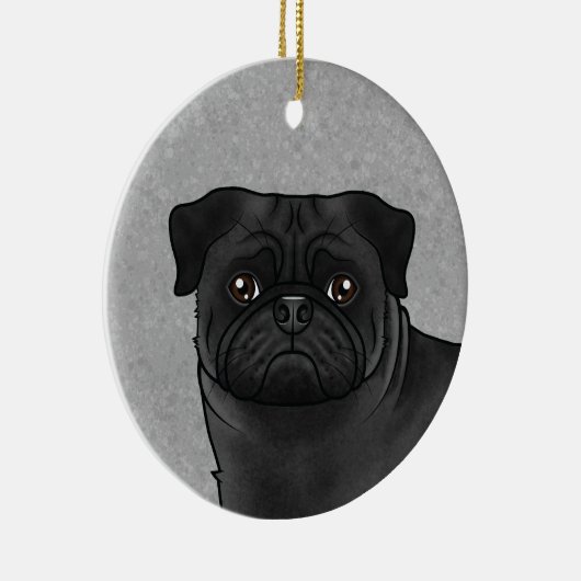 Zwart Pug Mops Hondenras Design Schattige Hondenko Keramisch Ornament (Rechts)