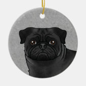 Zwart Pug Mops Hondenras Design Schattige Hondenko Keramisch Ornament (Voorkant)