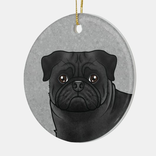 Zwart Pug Mops Hondenras Design Schattige Hondenko Keramisch Ornament (Links)