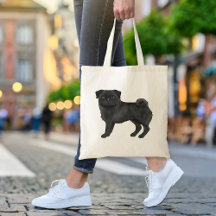 Zwart Pug Mops Hondenras Design Schattigee Illustr