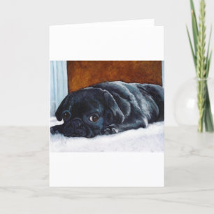 Zwart Pug Puppy Kaart
