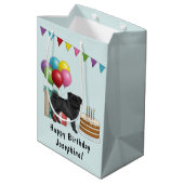 Zwart Pug Schattige Cartoon Dog Kleurrijke Happy B Medium Cadeauzakje (Achterkant Gekanteld)