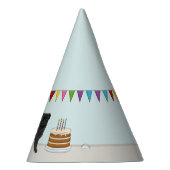 Zwart Pug Schattige Cartoon Dog Kleurrijke Verjaar Feesthoedjes (Rechts)