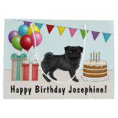 Zwart Pug Schattige Cartoon Dog Kleurrijke Verjaar Groot Cadeauzakje (Achterkant)