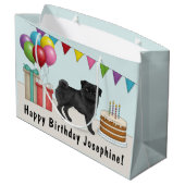 Zwart Pug Schattige Cartoon Dog Kleurrijke Verjaar Groot Cadeauzakje (Achterkant Gekanteld)