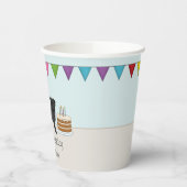 Zwart Pug Schattige Cartoon Dog Kleurrijke Verjaar Papieren Bekers (Links)