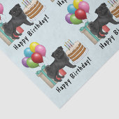 Zwart Pug Schattige Cartoon Dog Kleurrijke Verjaar Tissuepapier (Detail)