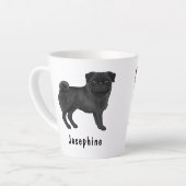 Zwart Pug Schattige Cartoon Dog Met Aangepaste Naa Latte Mok (Linkerhoek)