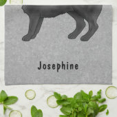 Zwart Pug Schattige Cartoon Dog Met Aangepaste Naa Theedoek (Gevouwen)