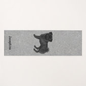 Zwart Pug Schattige Cartoon Dog Met Custom Name Bl Yogamat (Voorkant (horizontaal))