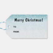 Zwart Pug Schattige Cartoon Dog Snowy Winter Fores Cadeaulabel (Achterkant Horizontaal)