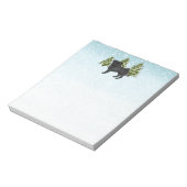 Zwart Pug Schattige Cartoon Dog Snowy Winter Fores Notitieblok (Linkerzijde)