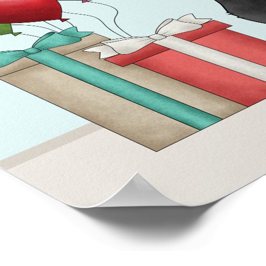 Zwart Pug Schattige Cartoon Dog Verjaardag Welkom Poster (Hoek)